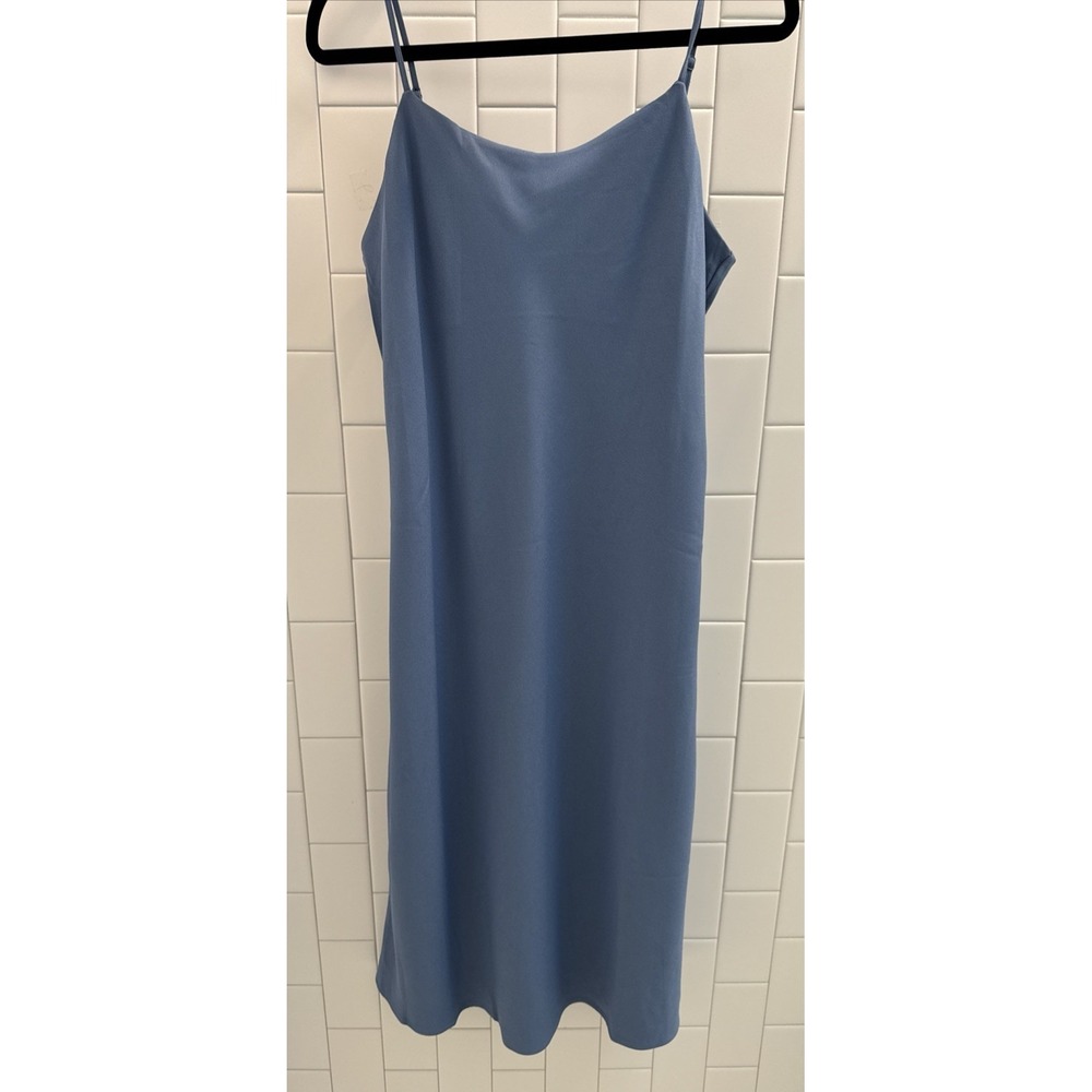 Spanx Carefree Crepe Reversible Slip Dress Indigo Haze Blue Classic L Smooths
